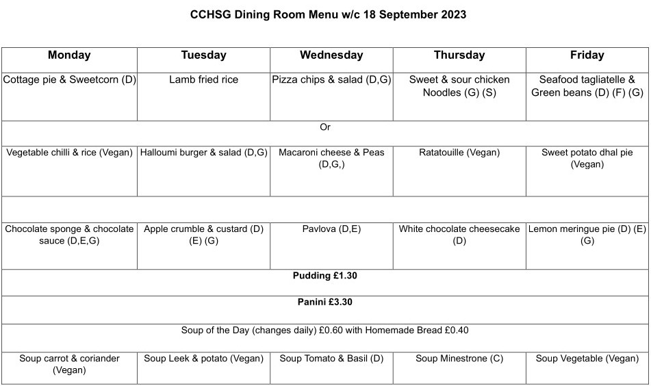 Weekly Menu Click here to download the PDF version